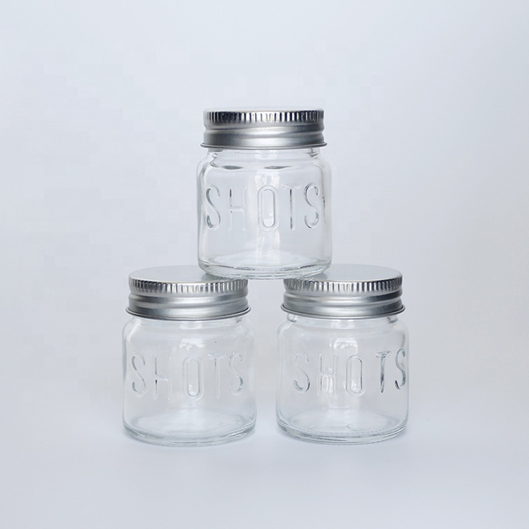 Wholesale cheap mini 2oz clear glass mason jar shot glasses drinking cup with custom packages