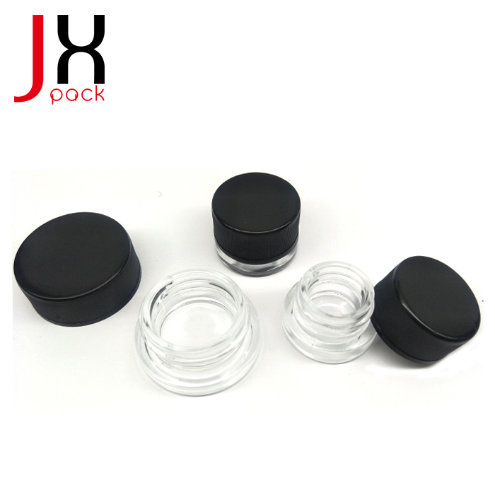 Wholesale childproof packaging 3 g 5 g 7 g transparent wax oil child proof resistant lid small glass container jars