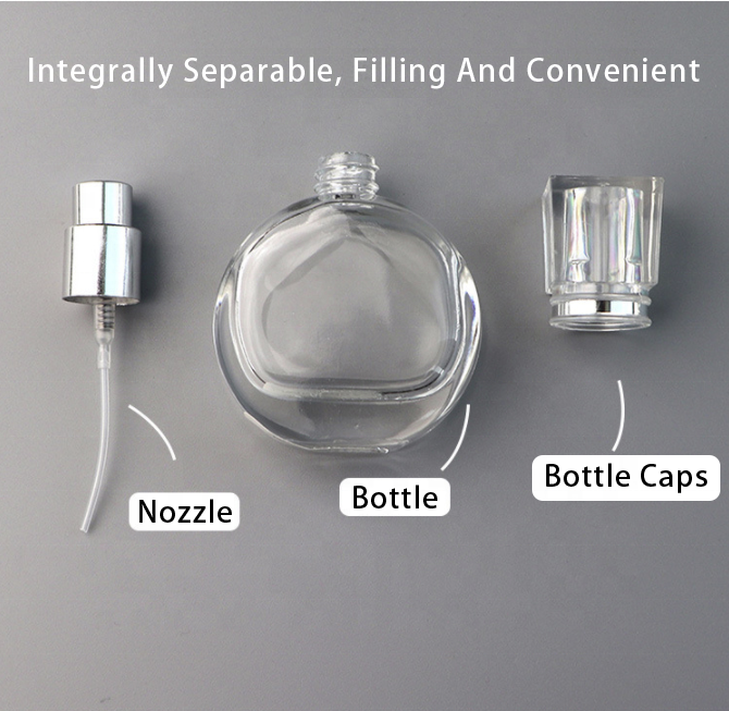 Wholesale circular perfume bottle cute design 25ml perfume bottles glass with sprayer