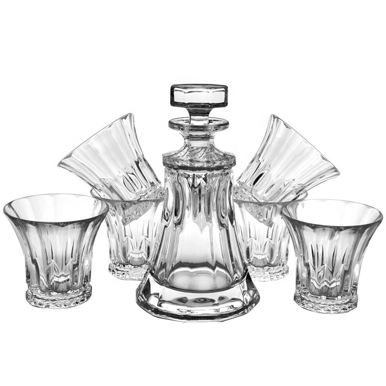 Wholesale classic whiskey glass decanter set with 6 whiskey tumbler glasses