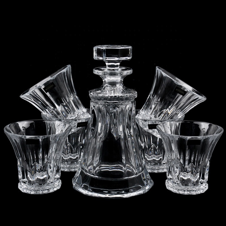 Wholesale classic whiskey glass decanter set with 6 whiskey tumbler glasses