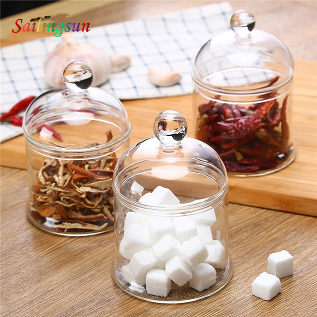 Wholesale classical design handmade with lid pyrex glass condiment jar