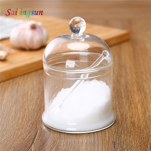 Wholesale classical design handmade with lid pyrex glass condiment jar