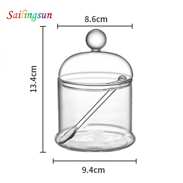 Wholesale classical design handmade with lid pyrex glass condiment jar