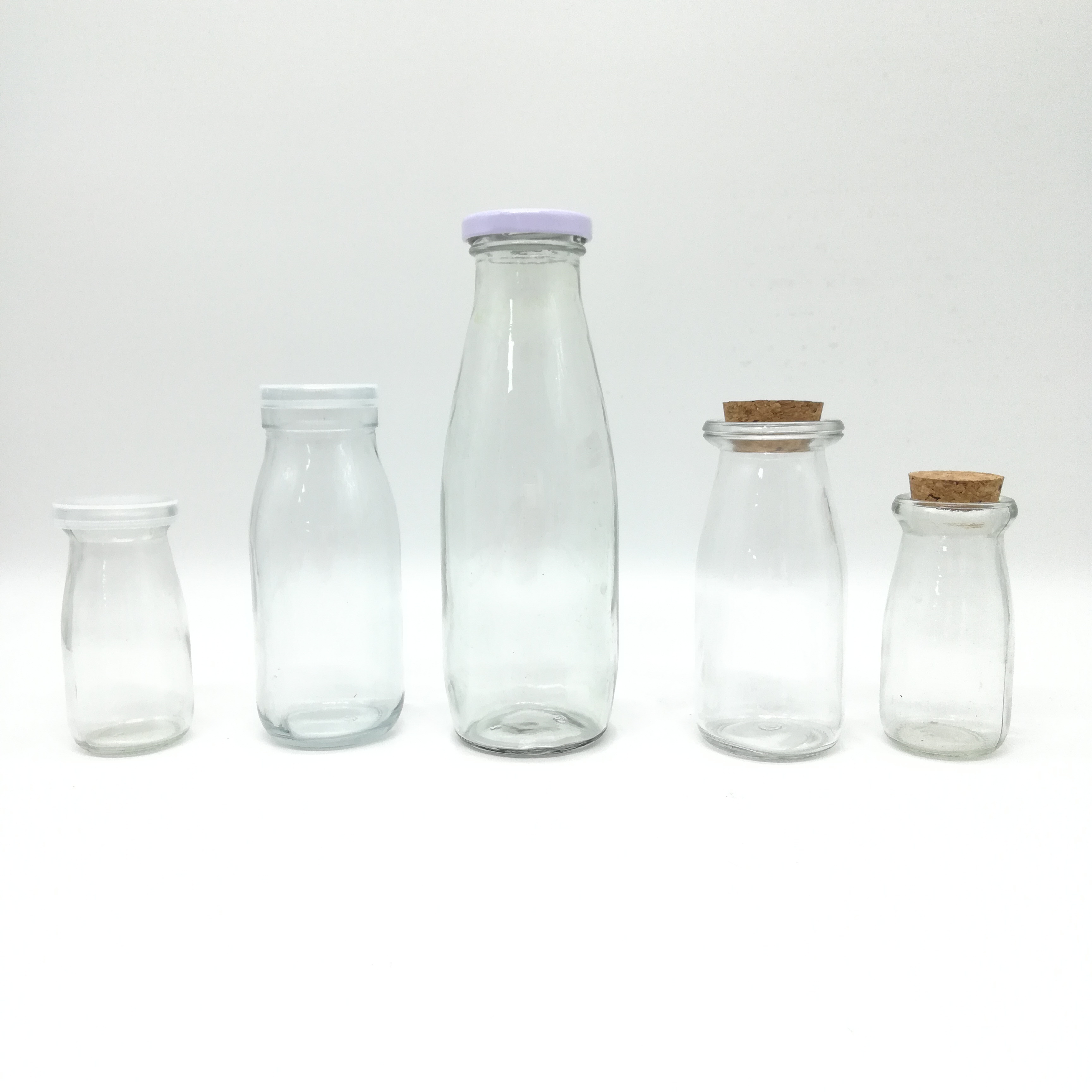 Wholesale clear 1 liter 100ml 200ml 250ml 500ml glass milk carton water bottle storage manufacture