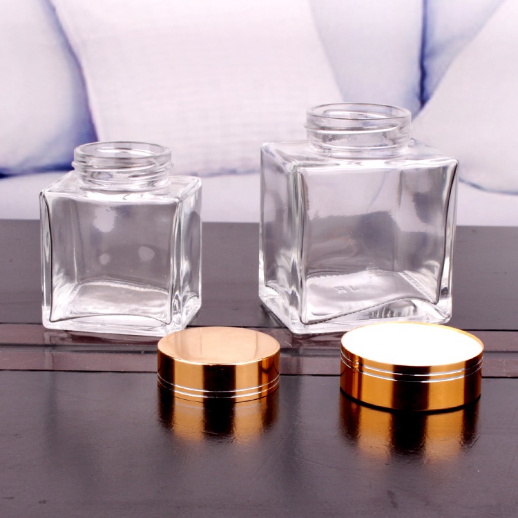 Wholesale clear 200ml 360ml airtight square honey glass storage jar with screw lid