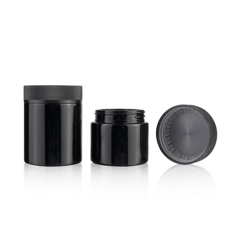 Wholesale clear black 3g 5g 7g 18g 60g Child Proof Cap Small Round Glass Weed Container 5ml Resistant Lid Jar For Hemp Packaging