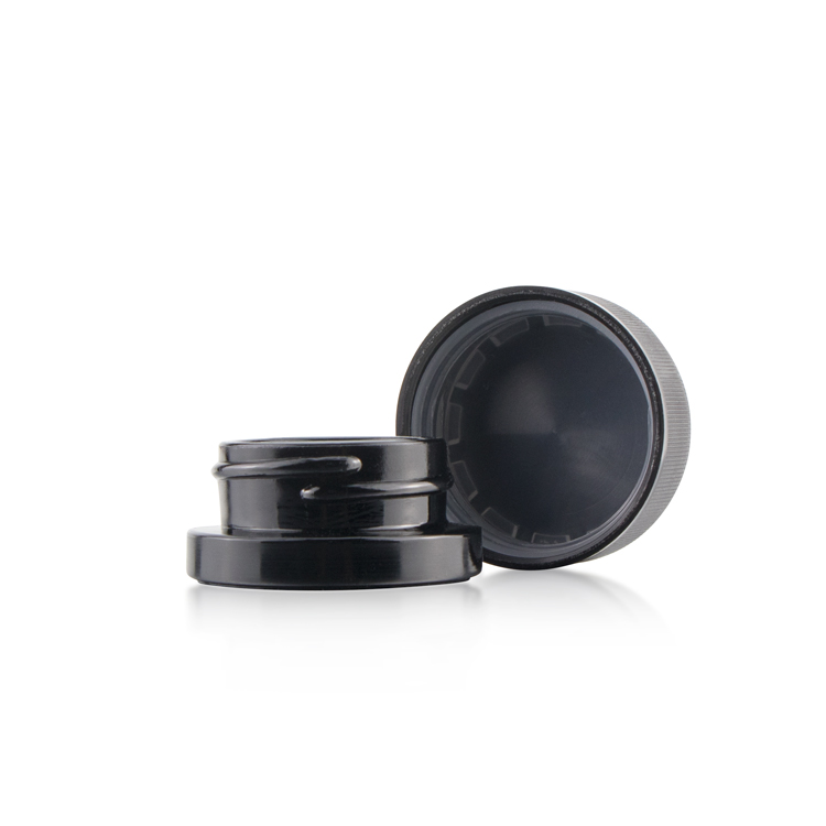 Wholesale clear black 3g 5g 7g 18g 60g Child Proof Cap Small Round Glass Weed Container 5ml Resistant Lid Jar For Hemp Packaging