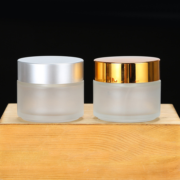 Wholesale clear frosted glass jar skincare packaging 30g 50g 60g glass jar for face cream