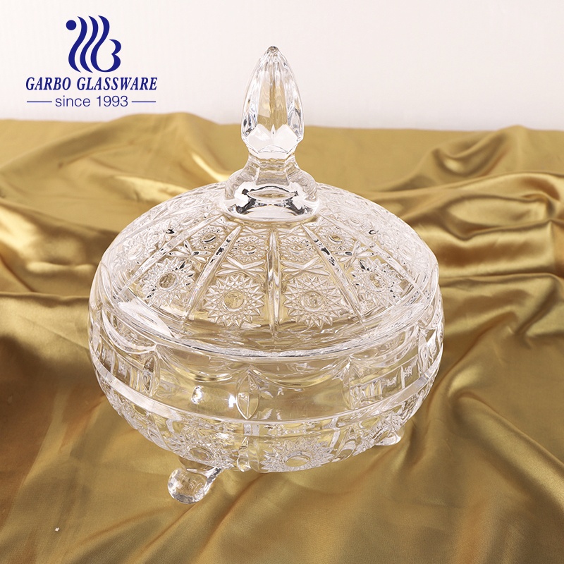 Wholesale clear glass candy jar crystal food container with lid tabletop bottle storage home decor gifts for wedding festival