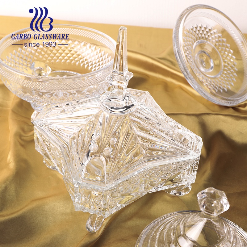 Wholesale clear glass candy jar crystal food container with lid tabletop bottle storage home decor gifts for wedding festival