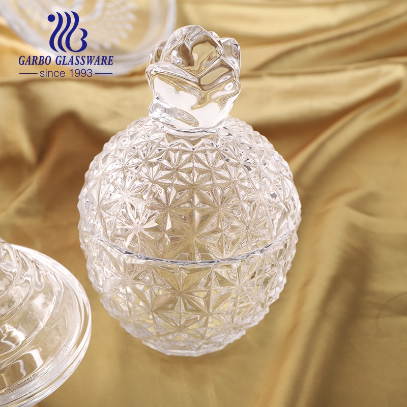 Wholesale clear glass candy jar crystal food container with lid tabletop bottle storage home decor gifts for wedding festival