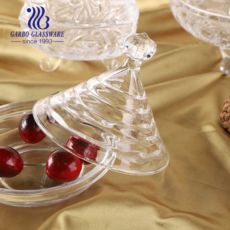 Wholesale clear glass candy jar crystal food container with lid tabletop bottle storage home decor gifts for wedding festival