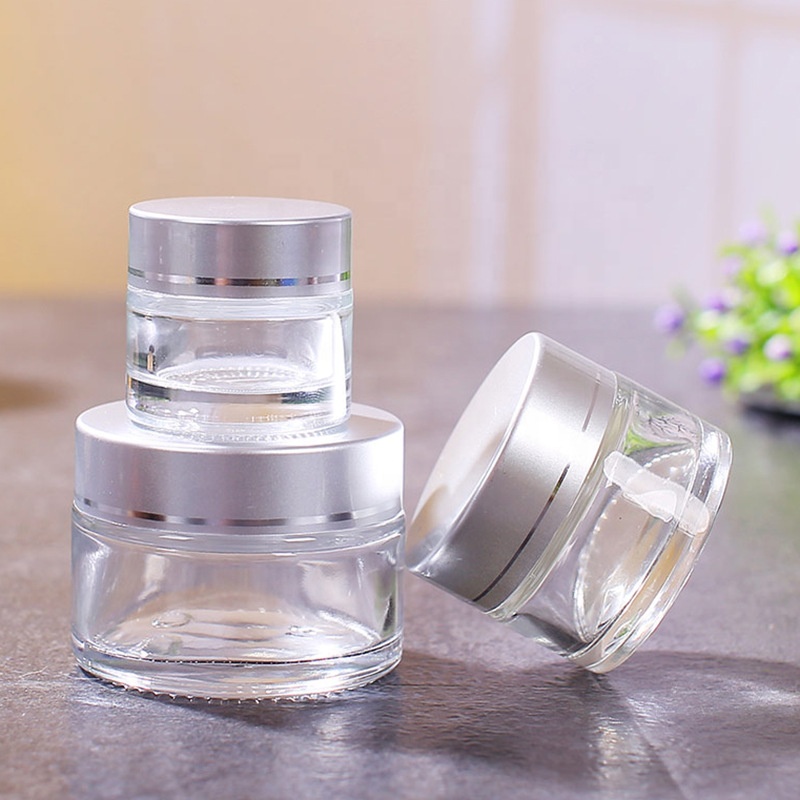 Wholesale clear glass cosmetic jar 5g 10g 20g 30g 50g 100g container round glass cream packaging