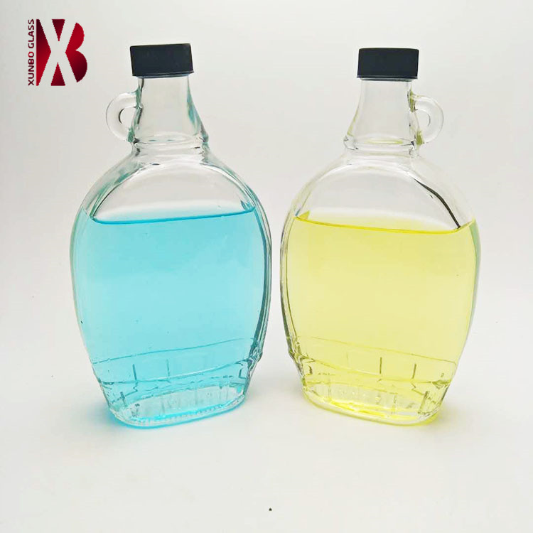 Wholesale clear glass syrup flat bottle 500 ml