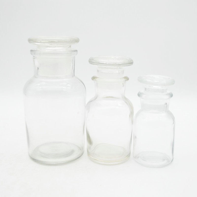 Wholesale clear glass wide mouth apothecary bottle jars 30ml 60ml 125ml