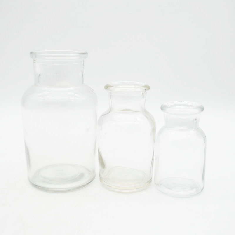 Wholesale clear glass wide mouth apothecary bottle jars 30ml 60ml 125ml
