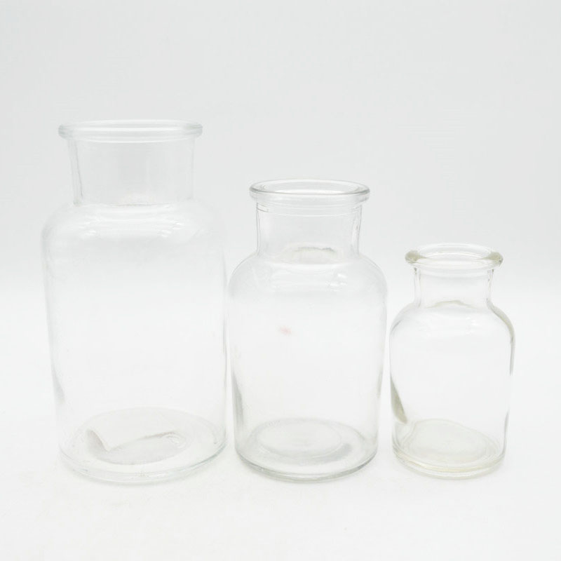 Wholesale clear glass wide mouth apothecary bottle jars 30ml 60ml 125ml