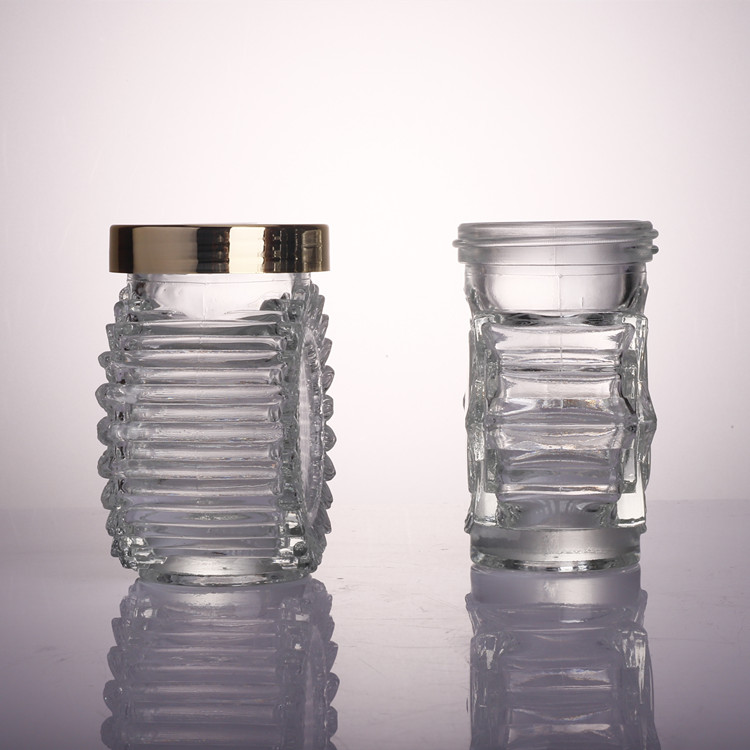 Wholesale clear hexagon 120ml 4oz glass storage jar honey jar with metal lid