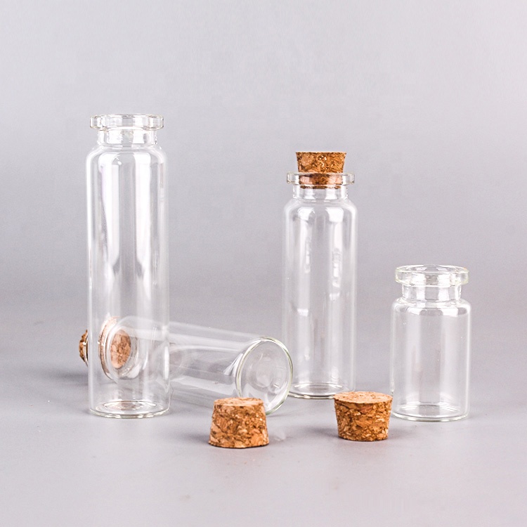 Wholesale clear mini wishing bottle 5ml 10ml 15ml 20ml 25ml glass vials with cork lid