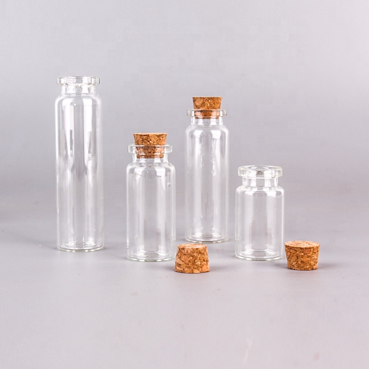 Wholesale clear mini wishing bottle 5ml 10ml 15ml 20ml 25ml glass vials with cork lid