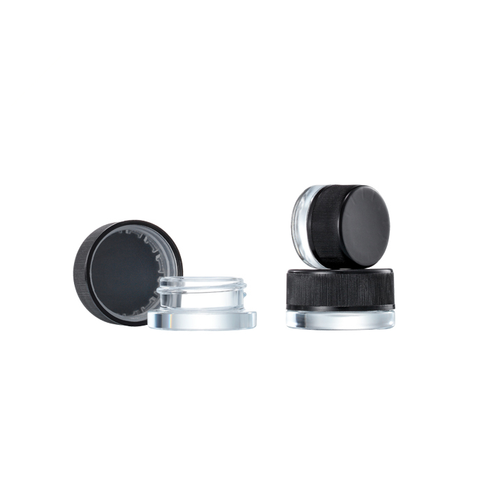 Wholesale clear white 3g 5g 7g Child Proof Cap Small Round Glass Container 5ml Resistant Lid Jar