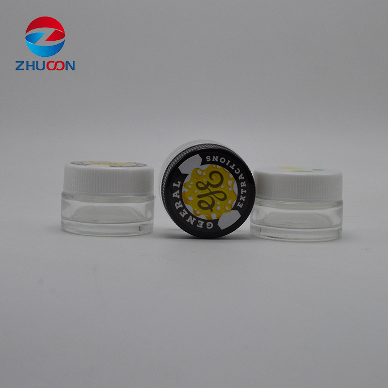 Wholesale clear white 3g 5g 7g Child Proof Cap Small Round Glass Container 5ml Resistant Lid Jar