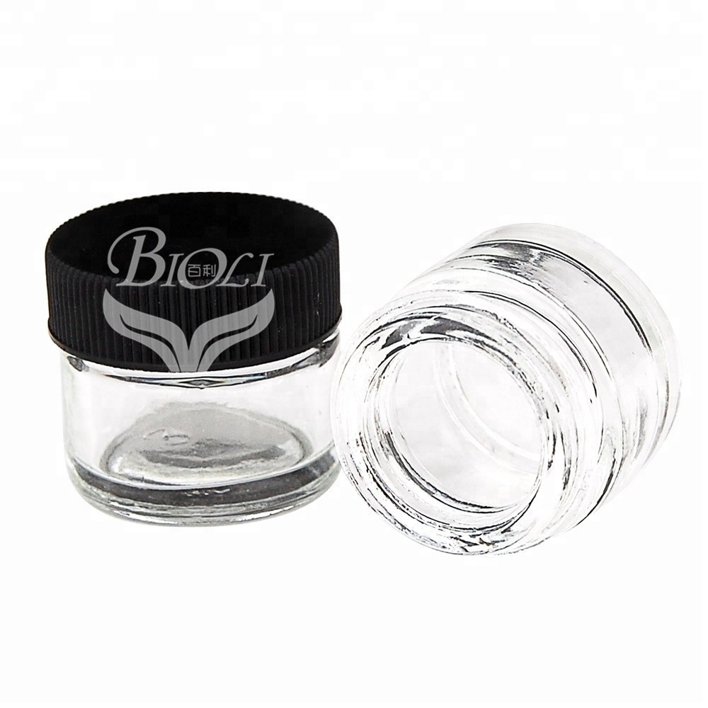 Wholesale clear white 3g 5g 7g Child Proof Small Round Glass Container 5ml Resistant Lid Glass Jars