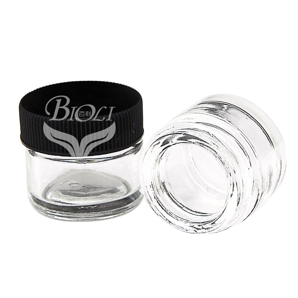 Wholesale clear white 3g 5g 7g Child Proof Small Round Glass Container 5ml Resistant Lid Glass Jars