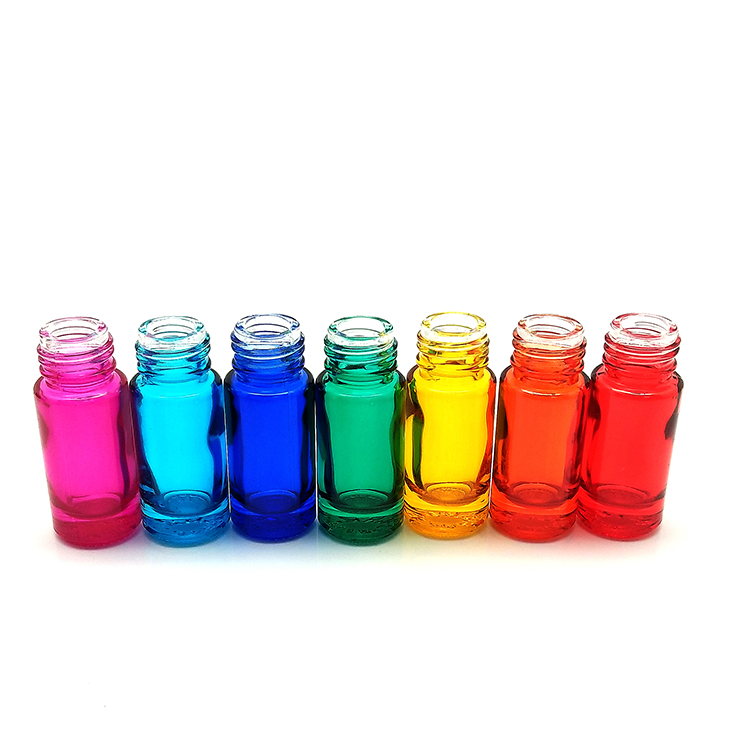 Wholesale colored glass gemstone stainless steel roller ball perfume bottle 5ml