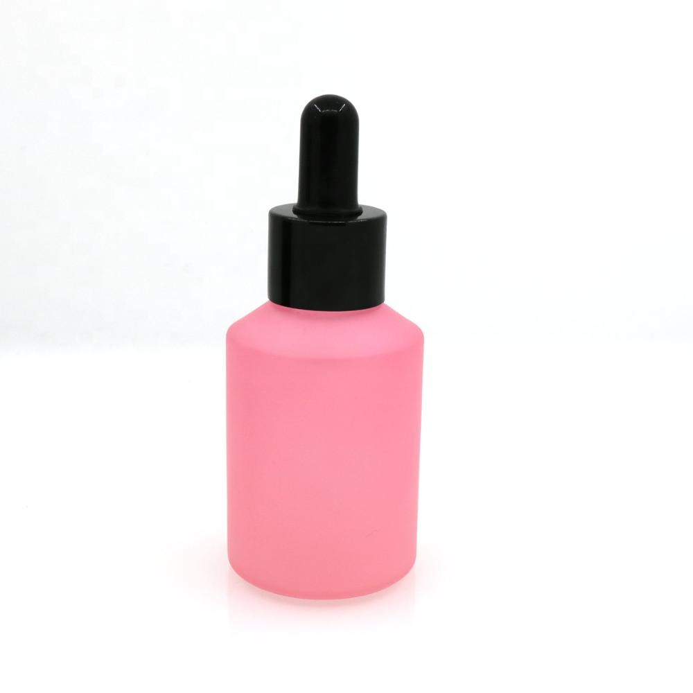 Wholesale colored slant shoulder glass essential oil bottle with dropper for cosmetics containers and packaging