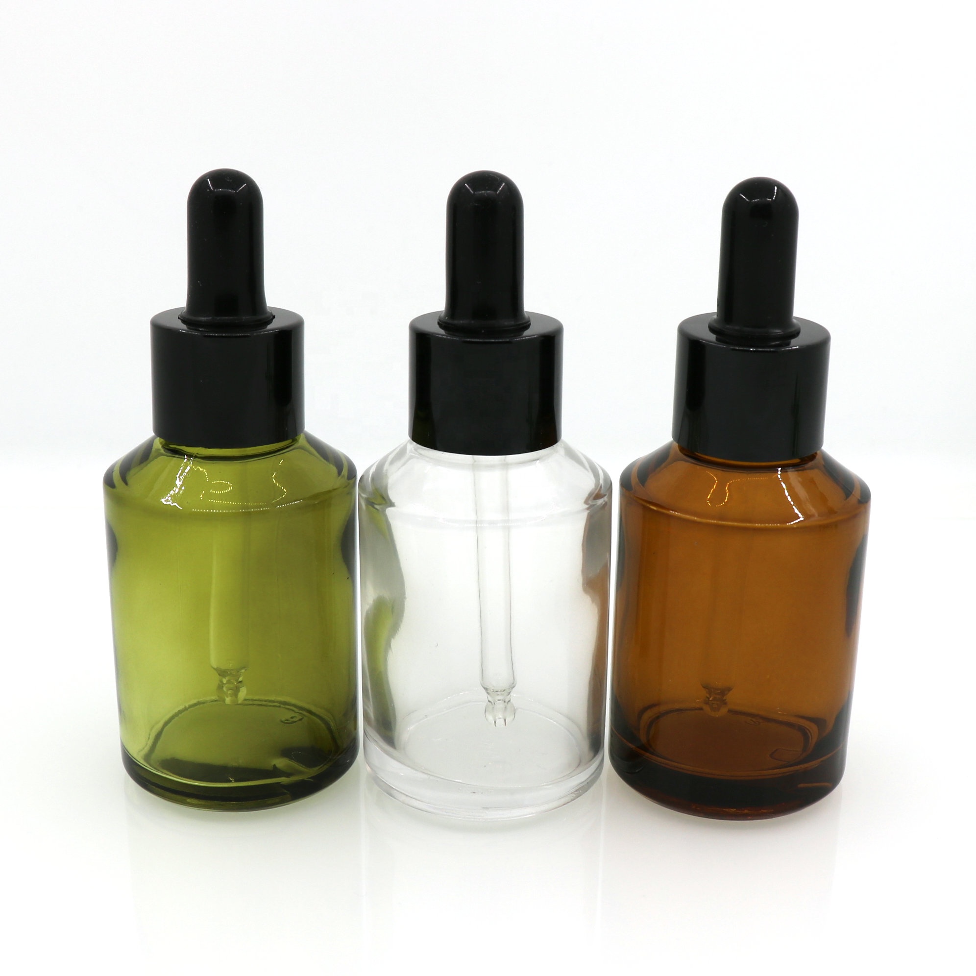 Wholesale colored slant shoulder glass essential oil bottle with dropper for cosmetics containers and packaging