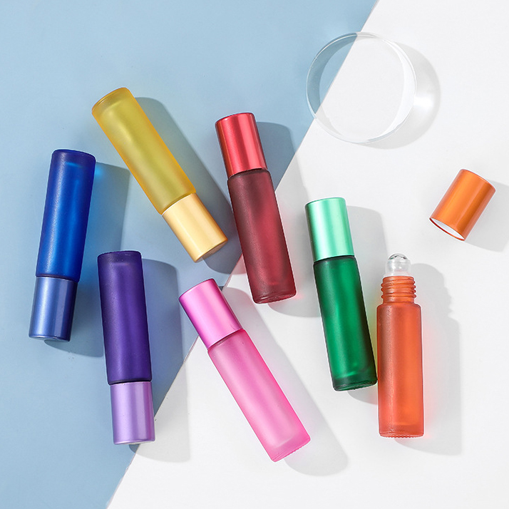 Wholesale colorful 1/3 oz roll-on essential oil glass 10ML perfume roll on bottle