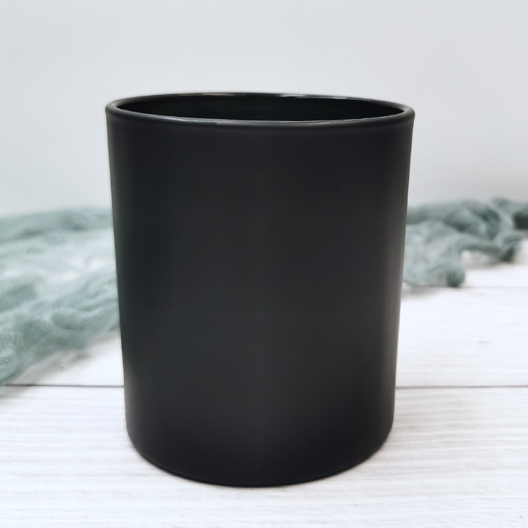 Wholesale coloured candle jars fragrance frosted bottle black glass candle jars with lid