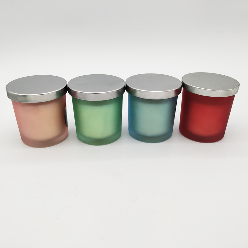 Wholesale coloured candle jars fragrance frosted bottle black glass candle jars with lid