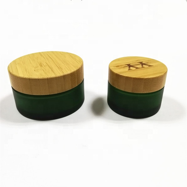 Wholesale container cream cosmetic glass bamboo jar with lid
