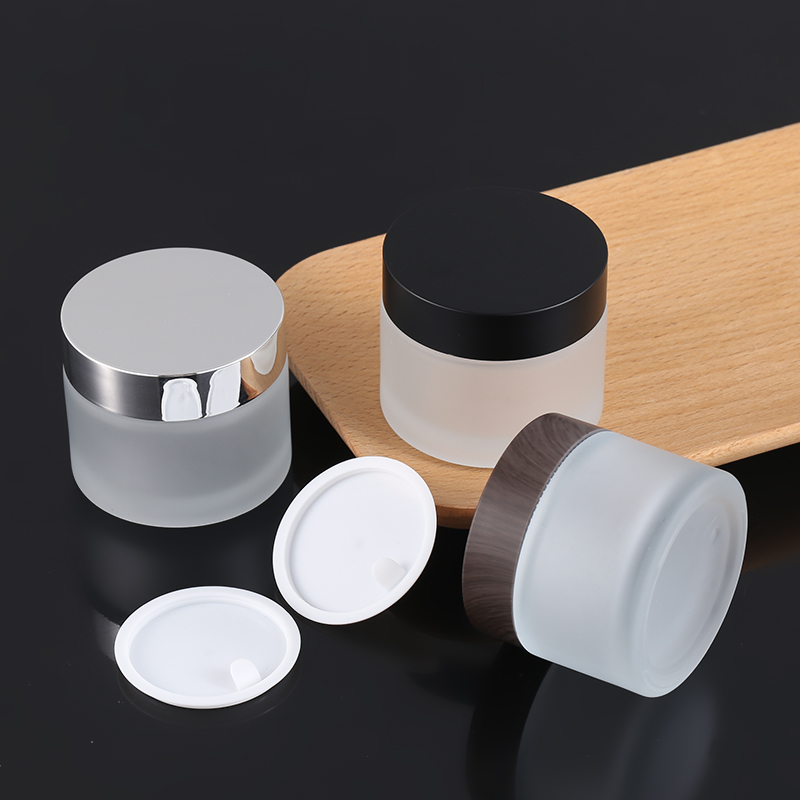 Wholesale cosmetic 30g 50g cream jar packaging for frosted glass jar