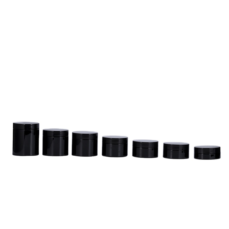 Wholesale cosmetic Food Grade 250 ml 200 ml 180 ml 150 ml 120 ml 100 ml 80 ml 50 ml Round Shiny Black Plastic Wide Mouth Jar