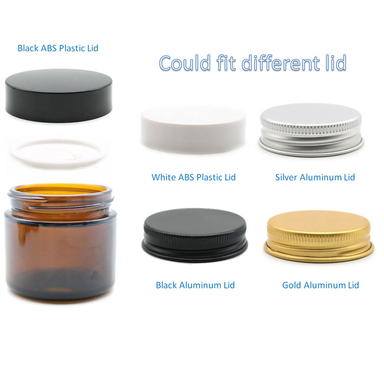 Wholesale cosmetic amber straight side round wide mouth glass jars for cream packaging 5g 10g 15g 20g 30g 50g 60g 100g 120g 250g