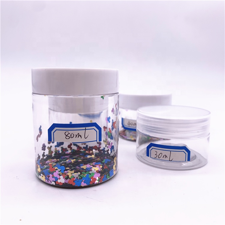 Wholesale cosmetic and food packaging pet plastic jar PET jar cosmetic cream jar with white or black lid