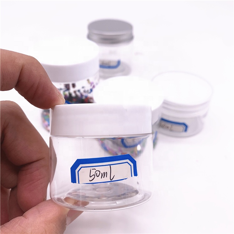 Wholesale cosmetic and food packaging pet plastic jar PET jar cosmetic cream jar with white or black lid