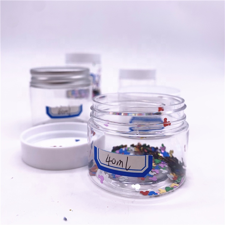 Wholesale cosmetic and food packaging pet plastic jar PET jar cosmetic cream jar with white or black lid