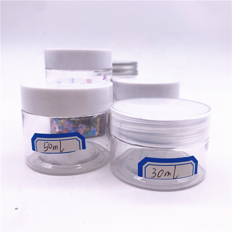 Wholesale cosmetic and food packaging pet plastic jar PET jar cosmetic cream jar with white or black lid