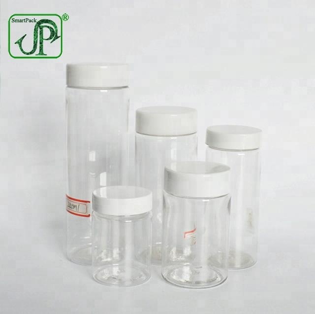Wholesale cosmetic and food packaging pet plastic jar PET jar cosmetic cream jar with white or black lid