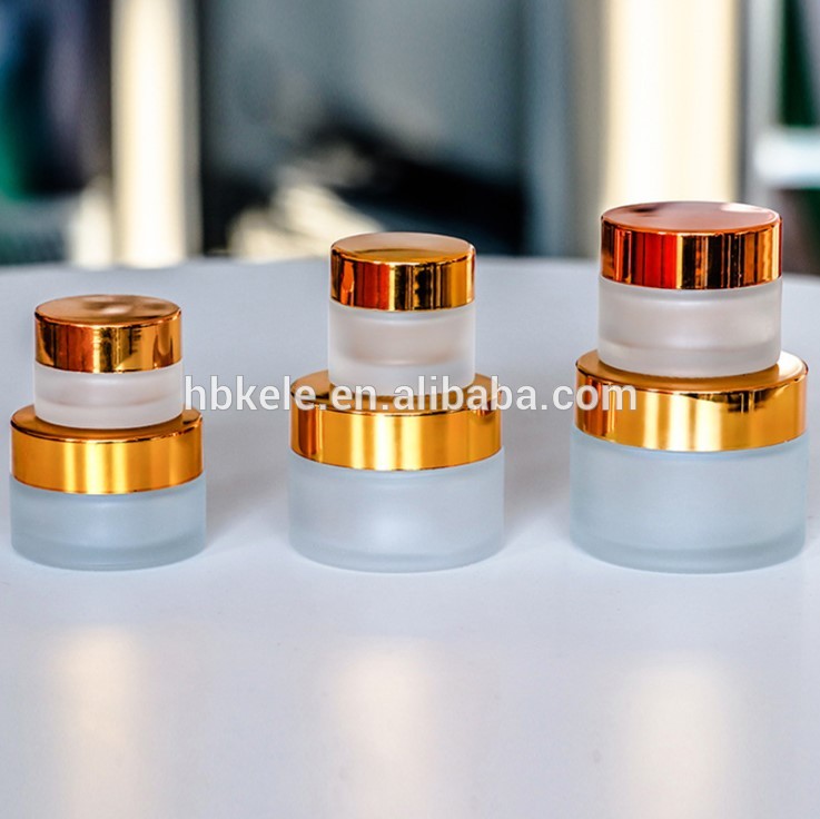 Wholesale cosmetic container 30ml Frosted Cosmetic glass Jars for cream