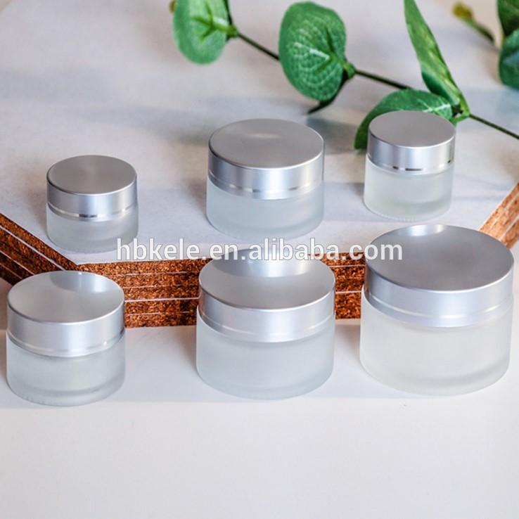 Wholesale cosmetic container 30ml Frosted Cosmetic glass Jars for cream