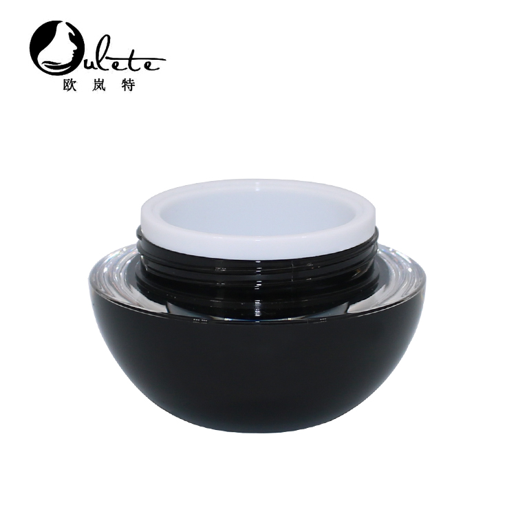 Wholesale cosmetic container 50g empty double wall ball shape black acrylic gel jars