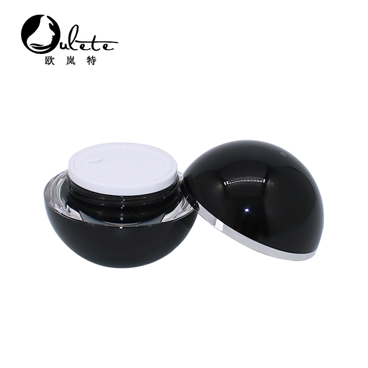 Wholesale cosmetic container 50g empty double wall ball shape black acrylic gel jars