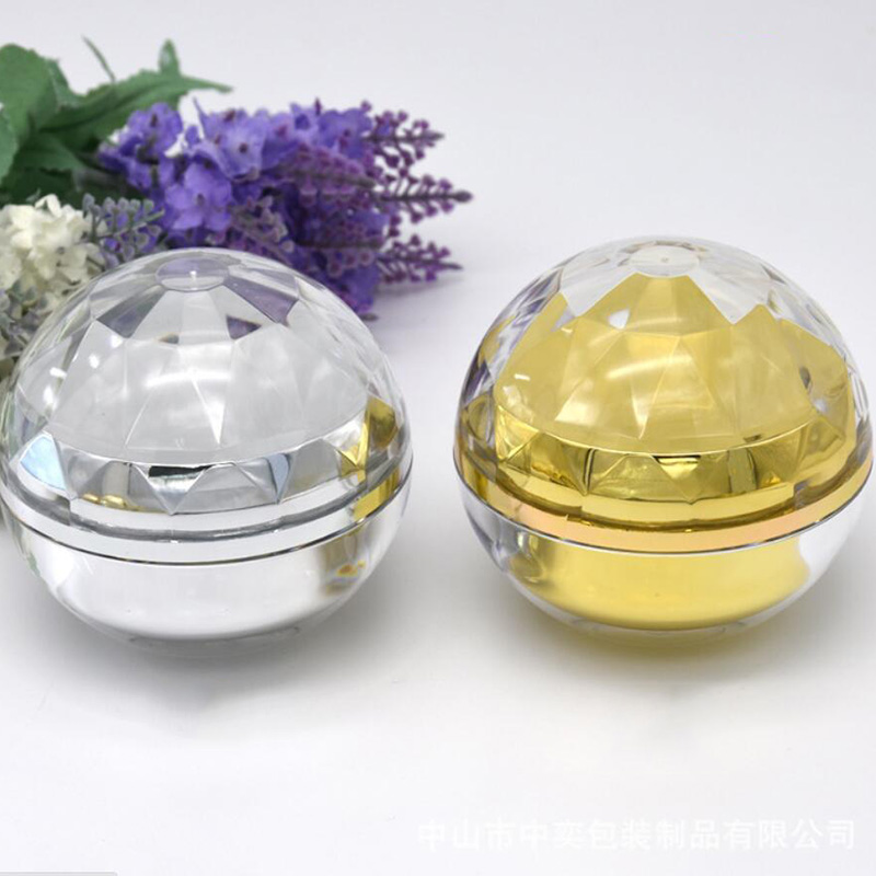 Wholesale cosmetic container 5g 15g 50g empty double wall ball shape gold black acrylic uv gel jars