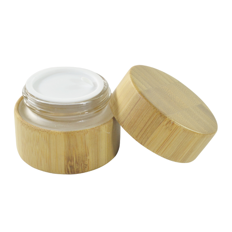 Wholesale cosmetic containers 5g 15g 20g 30g 50g 100g bamboo cosmetic cream jar with glass inner